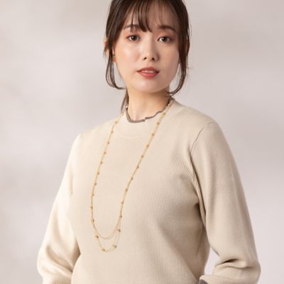 ゴールド調・小玉２連ロングネックレス（５６１４５４１１）