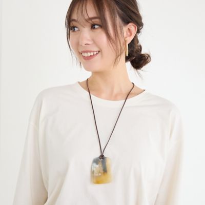 本鼈甲　白甲　大ぶりデザイン 　五連ネックレス 長さ72cm 長崎 べっ甲細工 まるとみ / 本べっ甲 ネックレス 白甲 センター