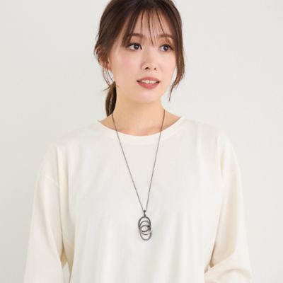 ＜PISANO＞３連オーバルパーツネックレス（５６１４５５０５）
