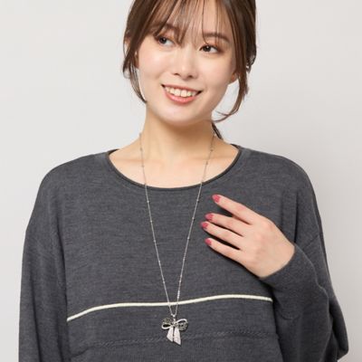 ＜PISANO＞リボンモチーフ・シルバー調ネックレス（５６１４５５１１）