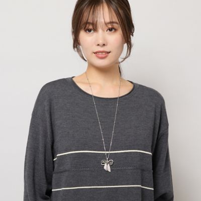リボンモチーフ・シルバー調ネックレス（56145511） | PISANO 