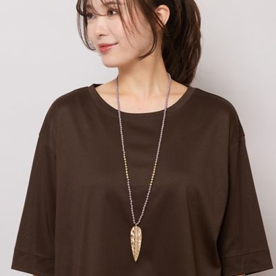 ＜PISANO＞ゴールド調リーフモチーフロングネックレス（５６１４５５１２）