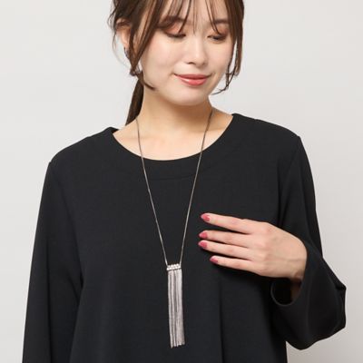 ＜PISANO＞ビジュー調パーツ付きスウィングチェーンネックレス（５６１４５５１３）