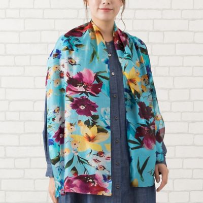 PISANO/ピサーノ フラワープリントストール(56162507) アオ スカーフ・ショール【三越伊勢丹/公式】