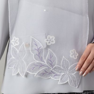 リーフ＆フラワー刺繍シルクストール（56162508） | PISANO