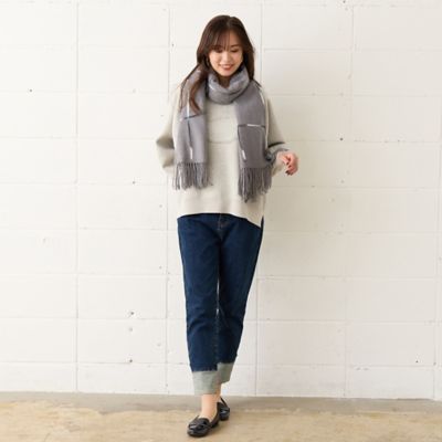 ロゴプレート付きフリンジビッグマフラー（５６１６５４１０）