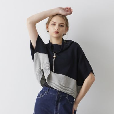 ＜Liliane Burty Eclat (Women/小さいサイズ) ＞【Ｓ～Ｍフリーサイズ】バイカラーニットベスト（７３００２４０６）