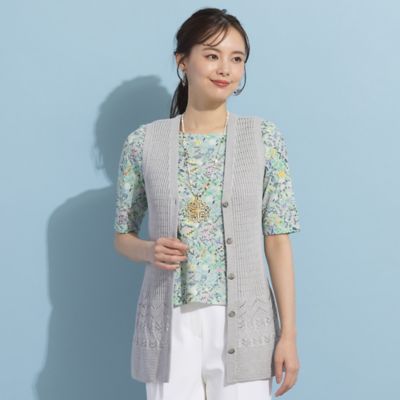 ＜Liliane Burty Eclat (Women/小さいサイズ) ＞【Ｓ・Ｍサイズ】透かし編み　ニットベスト（７３００２４２５）