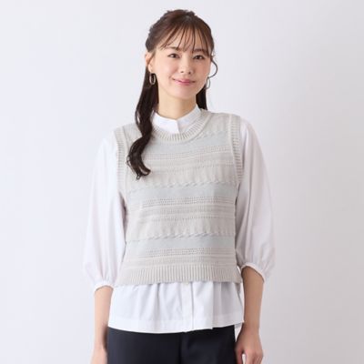 Liliane Burty Eclat (Women/小さいサイズ) /リリアンビューティ エクラ 【S・Mサイズ】ラメボーダーニットベスト(73002501)