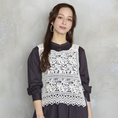 FRAY I.D ギンガムチェック　ケミカルレース　トップス FRAY I.D - FRAY I.D ギンガムチェック ケミカルレース トップス の