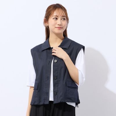 古布アレンジ♥丹後ちりめんベスト イレギュラーヘムライン 洗える】ナイロンストライプベスト（73003661） | Liliane