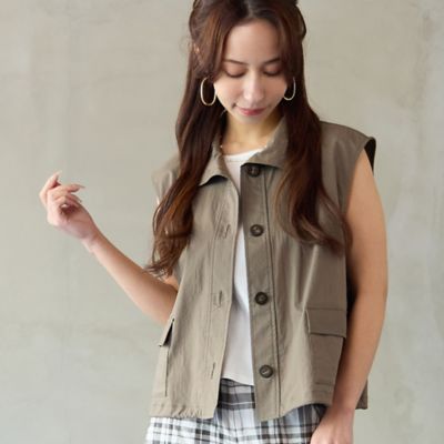 ＜Liliane Burty Eclat (Women/小さいサイズ) ＞【洗える】ナイロンストライプベスト（７３００３６６１）