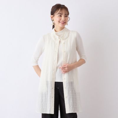 ＜Liliane Burty Eclat (Women/小さいサイズ) ＞【Ｓ・Ｍサイズ】ウォッシャブルシースルーチェックベスト（７３００４５５１）