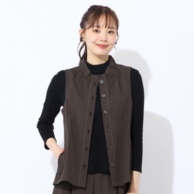 Liliane Burty Eclat (Women/小さいサイズ) /リリアンビューティ エクラ【洗える/セットアップ対応】マットツイルベスト(73005521) チャイロ トップス【三越伊勢丹/公式】