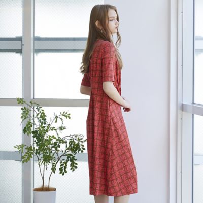 S・Mサイズ】イタリア製素材 幾何プリントワンピース［同素材  