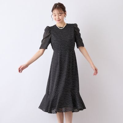 ＜Liliane Burty Eclat (Women/小さいサイズ) ＞【Ｓ・Ｍサイズ】ウォッシャブル　シフォンカットジャカードワンピース（７３０１４５４１）