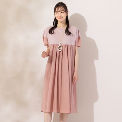 【Ｓ～Ｍフリーサイズ】カットソー×布帛切替ワンピース（７３０１５４５３）