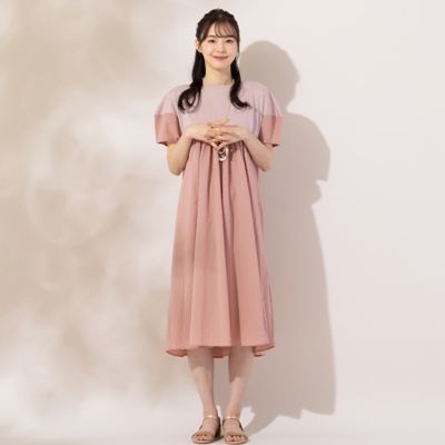 【Ｓ～Ｍフリーサイズ】カットソー×布帛切替ワンピース（７３０１５４５３）