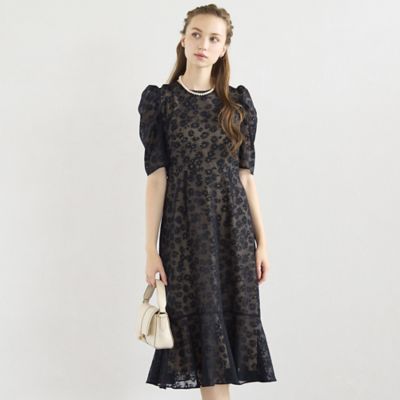メッシュレースプリントワンピース（73015542） | Liliane