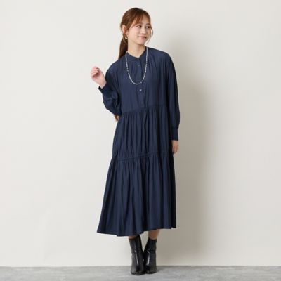洗える】ギャザーティアードワンピース（73016601） | Liliane
