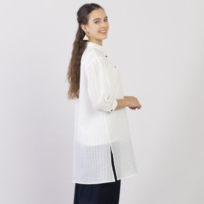 S・Mサイズ】オーガンジーリップル ロングブラウス