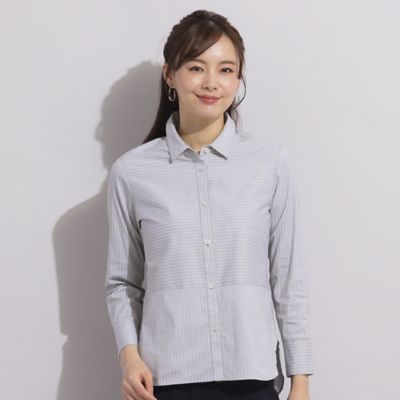 Liliane Burty Eclat (Women/小さいサイズ) /リリアンビューティ エクラ 【S・Mサイズ】ブロードストライプ シャツブラウス(73032401)