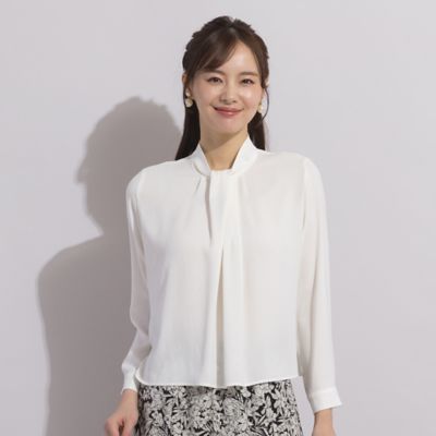 ＜Liliane Burty Eclat (Women/小さいサイズ) ＞【Ｓ・Ｍサイズ】バックサテン　きれいめブラウス（７３０３２４４３）