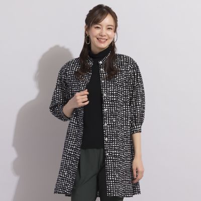 ＜Liliane Burty Eclat (Women/小さいサイズ) ＞【Ｓ・Ｍサイズ】ミラクルウェーブ　チェックプリントロングブラウス（７３０３２４５６）