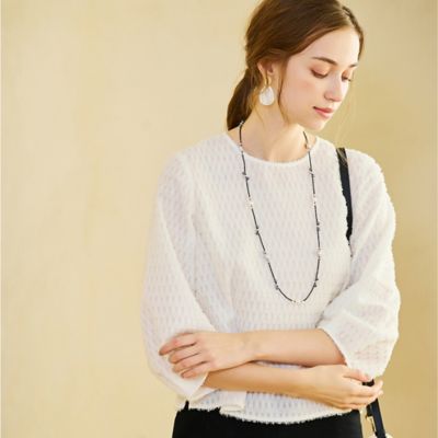 Liliane Burty Eclat (Women/小さいサイズ) /リリアンビューティ エクラ 【Ｓ・Ｍサイズ】千鳥カットジャカード　プルオーバーブラウス（７３０３２５２６）