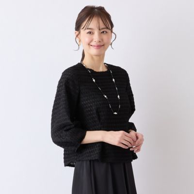 【Ｓ・Ｍサイズ】千鳥カットジャカード　プルオーバーブラウス（７３０３２５２６）
