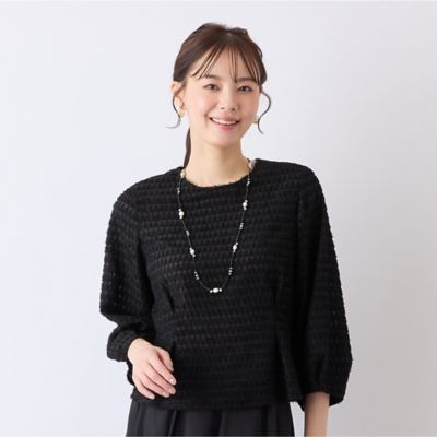 【Ｓ・Ｍサイズ】千鳥カットジャカード　プルオーバーブラウス（７３０３２５２６）