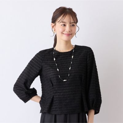 【Ｓ・Ｍサイズ】千鳥カットジャカード　プルオーバーブラウス（７３０３２５２６）