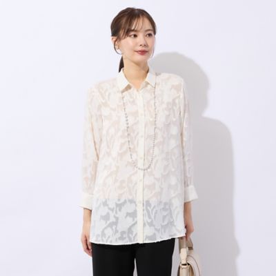 洗える】シフォンジョーゼットカットジャカードブラウス