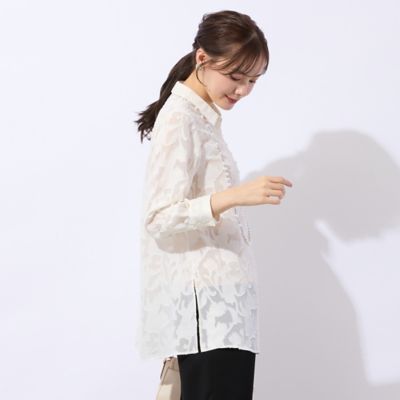 洗える】シフォンジョーゼットカットジャカードブラウス