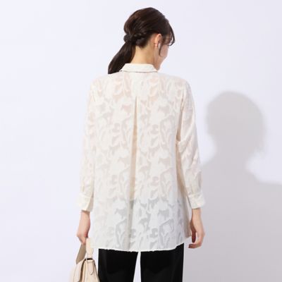 洗える】シフォンジョーゼットカットジャカードブラウス