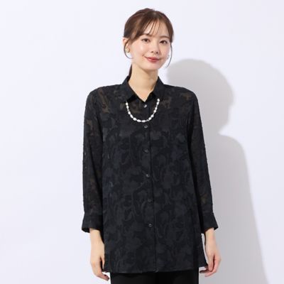 洗える】シフォンジョーゼットカットジャカードブラウス