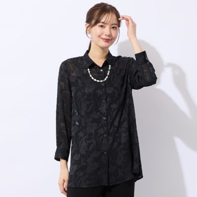 洗える】シフォンジョーゼットカットジャカードブラウス