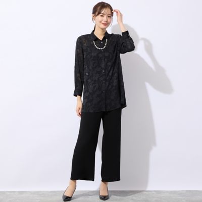 洗える】シフォンジョーゼットカットジャカードブラウス