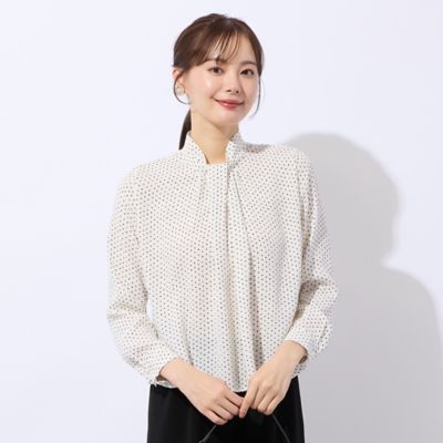 ＜Liliane Burty Eclat (Women/小さいサイズ) ＞【洗える・セットアップ対応】ミニリンゴプリントブラウス（７３０３２６４３）