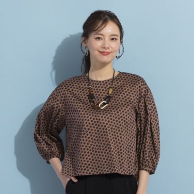 ＜Liliane Burty Eclat (Women/小さいサイズ) ＞【Ｓ・Ｍサイズ】ランダムドットプリント　プルオーバーブラウス［セットアップ可］（７３０３３４０１）