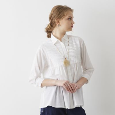 ＜Liliane Burty Eclat (Women/小さいサイズ) ＞【Ｓ・Ｍサイズ】綿ローンワッシャー　ピンタックブラウス（７３０３３４２１）