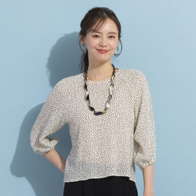 ＜Liliane Burty Eclat (Women/小さいサイズ) ＞【Ｓ・Ｍサイズ】シアーサッカー　プルオーバーブラウス（７３０３３４２３）