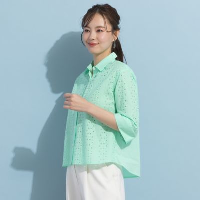 S・Mサイズ】綿ローン×ボーラー刺繍ブラウス