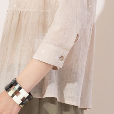 【Ｓ・Ｍサイズ】綿麻ワッシャー刺繍　ブラウス（７３０３３４２８）
