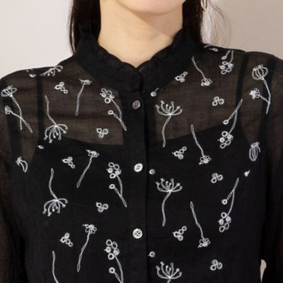 【Ｓ・Ｍサイズ】綿麻ワッシャー刺繍　ブラウス（７３０３３４２８）
