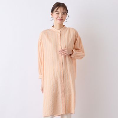 【Ｓ・Ｍサイズ】ウォッシャブル　シアーストライプロングブラウス（７３０３３５０２）