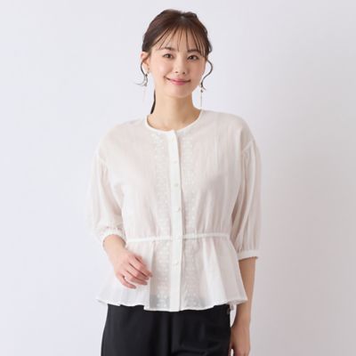 S・Mサイズ】綿シフォン刺繍ブラウス（73033521
