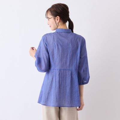 【Ｓ・Ｍサイズ】綿麻ワッシャー刺繍ブラウス（７３０３３５２３）