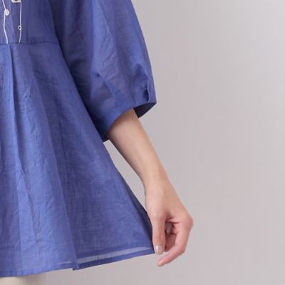 【Ｓ・Ｍサイズ】綿麻ワッシャー刺繍ブラウス（７３０３３５２３）