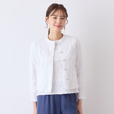 ＜Liliane Burty Eclat (Women/小さいサイズ) ＞【アンサンブル対応／Ｓ・Ｍサイズ】ウォッシャブル綿ジャカードカーディガン（７３０３３５５１）